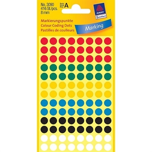 Avery Zweckform 3090 markeringspunten / 8 mm / assorti / 416 etiketten