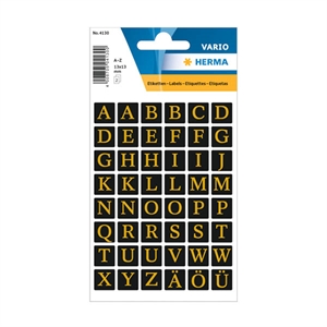 Herma 4130 A-Z etiketten / 13 x 13 mm / zwart/goud / 96 etiketten