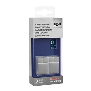 Sigel krachtmagneet / Superdym / aluminium / kubus / 20 x 30 x 20 mm / 2 stuks