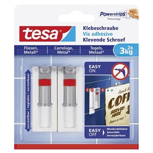 Tesa 77765-00000-00 klevende schroef / voor tegels en metaal / wit / 3 kg (per stuk) / 2 stuks