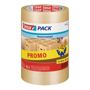 Tesa Pack standaard verpakkingstape / transparant / 50mm x 66m / 3 rollen