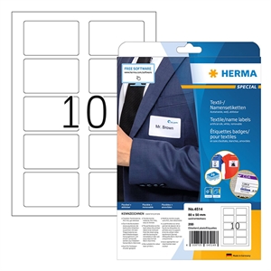 Herma 4514 naambadge/textiel etiketten / A4 / 80 x 50 / wit / 200 etiketten