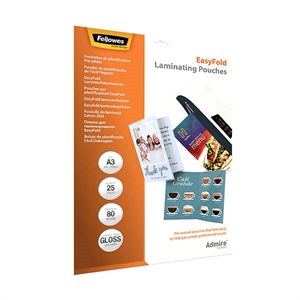Fellowes Admire voorgevouwen lamineerhoes / glanzend / A3 / 2x80 micron / 25 stuks