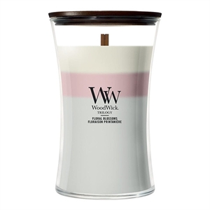 Woodwick Trilogy Large Hourglass geurkaars / Floral Blossoms / 610 gram