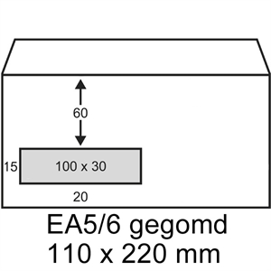 Raadhuis dienstenvelop / gegomd / C5 / venster links / 110mm x 220mm / 500 stuks
