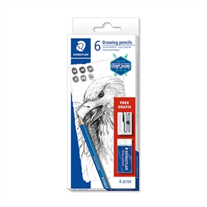 Staedtler Lumograph schetspotloden / met gum en slijper / 8 stuks
