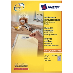 Avery Zweckform L4730-25 universele etiketten / wit / zelfklevend / 17,8 mm x 10 mm / 6750 etiketten