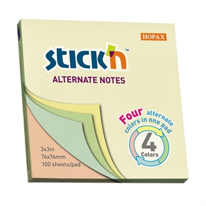 Stick'n memoblok | 76 x 76 mm | pastel | 100 vel