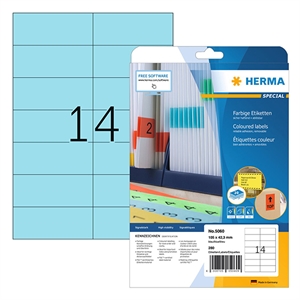 Herma 5060 etiketten / verwijderbaar / A4 / 105 x 42,3 mm / blauw / 280 etiketten