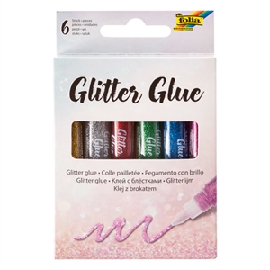 Folia glitterlijm / assorti / 6 stuks