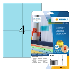 Herma 4563 etiketten / verwijderbaar / A4 / 105 x 148 mm / blauw / 80 etiketten