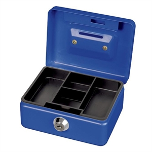 Maul 5603037 stalen geldkist / metaal / blauw / met slot