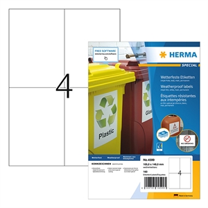 Herma 4599 inkjet etiketten / weerbestendig / A4 / 105 x 148 mm / wit / 160 etiketten