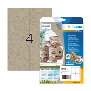 Herma 10756 gerecyclede universele etiketten / A4 / 105 x 148 mm / natuurlijk bruin / 80 etiketten