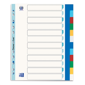 Oxford A4 tabbladen XL / kunststof / 12 tabs / 11-gaats