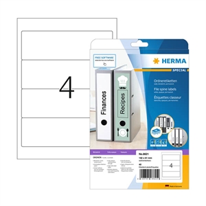 Herma 8621 printbare rugetiketten / zelfklevend / A4 / 61 x 192 mm / wit / 40 etiketten