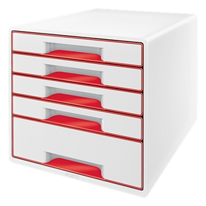 Leitz 5214 WOW ladeblok / kunststof / rood / 5 laden