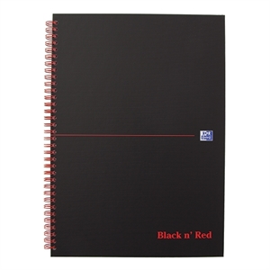 Oxford 400047608 Black ’n Red spiraalblok / A4 / gelinieerd / karton / 70 vel