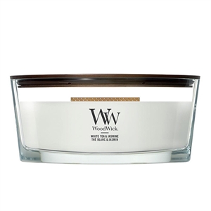 Woodwick Ellipse geurkaars / White tea & Jasmine / 454 gram