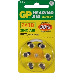 GP PR70 gehoorapparaat batterij / ZA10 / geel / 6 stuks