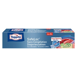 Toppits diepvrieszakken met zip-sluiting / 3 liter / 15 stuks
