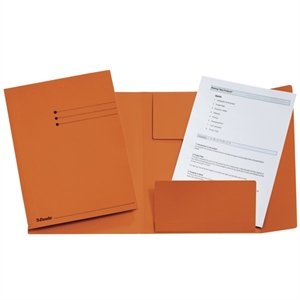Esselte 3-klepsmap met lijnbedrukking / folio / dossierkarton / oranje / tot 200 bladen / 50 stuks