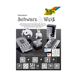 Folia designerpapierblok | zwart-wit | 26 vel