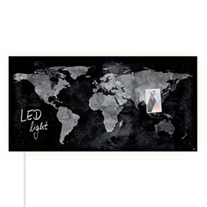 Sigel SI-GL409 magnetisch glasbord wereldkaart / LED licht / 91 x 46 cm