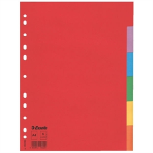 Esselte 100200 A4 tabbladen / gekleurd karton / 6 tabs / 11-gaats