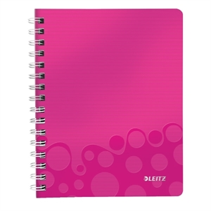 Leitz collegeblok 4641 WOW / A5 / geruit / roze metallic / 80gr. / 80 vel
