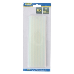 Kinzo lijmpatronen 11 mm / glue sticks / transparant / 6 stuks