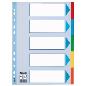 Esselte 100191 A4 tabbladen / gekleurd karton / 5 tabs / 11-gaats