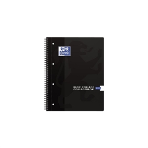 Oxford 400075533 collegeblok / A4 plus / geruit / zwart / 90 vel / 4-gaats
