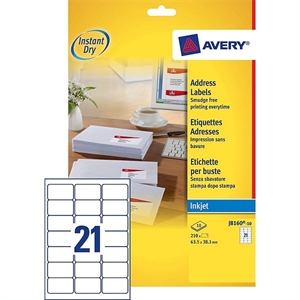Avery Zweckform J8160-10 adresetiketten / 63,5 mm x 38,1 mm / 210 etiketten