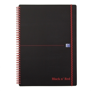 Oxford Black ’n Red spiraalblok / A4 / kunststof / elastieksluiting / gelinieerd / 90 grams / 70 vel