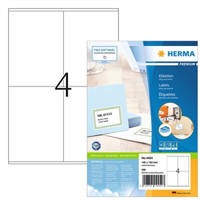 Herma Premium 4454 permanent hechtende etiketten / A4 / 105 x 144 mm / wit / 400 etiketten