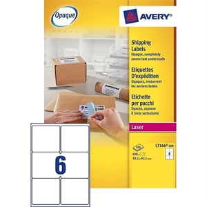 Avery Zweckform L7166-100 verzendetiketten / wit / zelfklevend / 99,1 mm x 93,1 mm / 600 etiketten