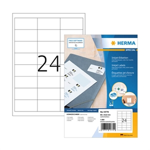 Herma 10779 inkjet etiketten / A4 / 66 x 33,8 mm / wit / 1920 etiketten