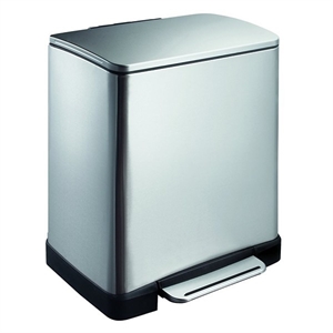 EKO Recycle E-Cube duo pedaalemmer / mat RVS / 10 + 9 liter