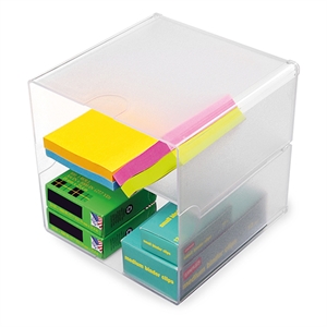 Deflecto Classic Cube organizer / tweedelig / transparant / 153 x 153 x 153 mm