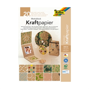 Folia designerpapierblok / kraftpapier / bruin en zandkleur / 20 vel