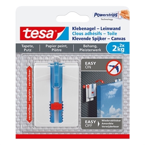 Tesa klevende spijker canvas / gevoelige oppervlakken / wit / 2 kg (per stuk) / 2 stuks