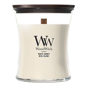 Woodwick Medium Hourglass geurkaars / White Honey / 275 gramv