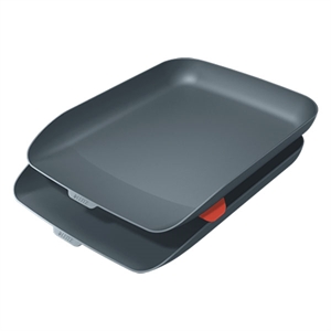 Leitz 53581089 Cosy brievenbak / A4 / polystyreen / fluweel grijs / 2 stuks