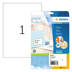 Herma Premium 8637 permanent hechtende etiketten / A4 / 210 x 297 mm / wit / 10 etiketten