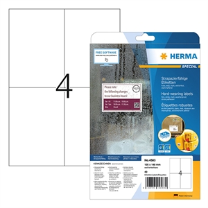 Herma 4583 folie etiketten / weerbestendig / A4 / 105 x 148 mm / wit / 40 etiketten