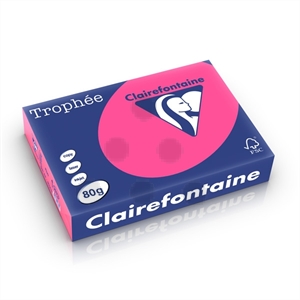 Clairefontaine papier / fluo roze / A4 / 80 gr. / 500 vel