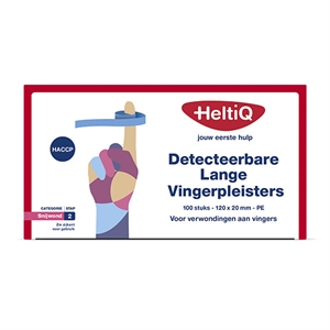 HeltiQ vingerpleisters / detecteerbaar / 12 x 2 cm / 100 stuks