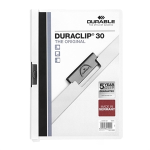 Durable 220002 Duraclip klemmap / A4 / wit / voor 30 pagina’s