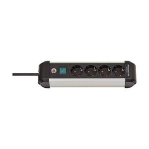 Brennenstuhl 1391030400 Premium Alu-Line stekkerdoos / 4 stopcontacten / met schakelaar / 1.8 meter / zwart/lichtgrijs